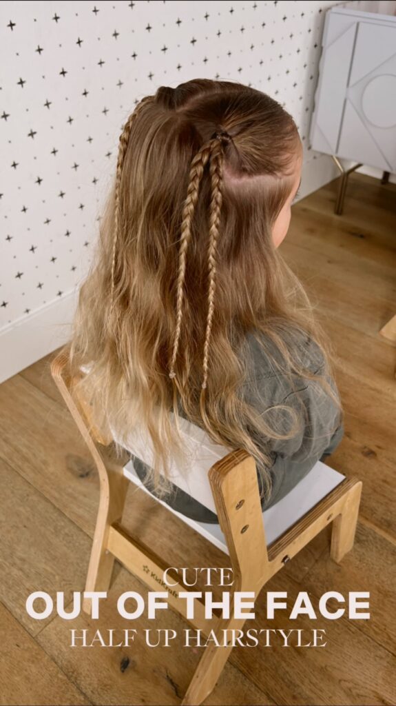 half up topsy tail with double braids