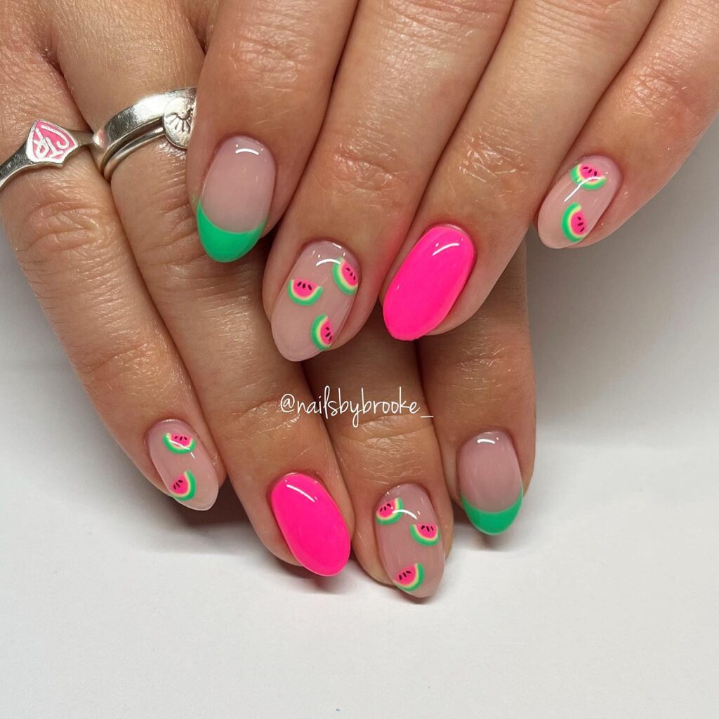 pink and green watermelons