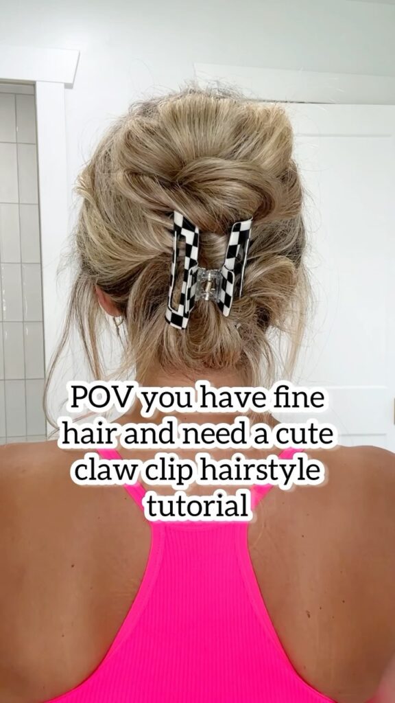 Half-up hairstyle with claw clip