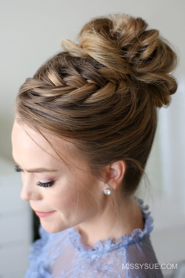 fishtail high braid bun