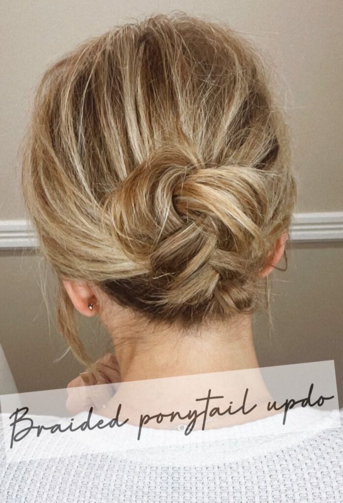 short hair braided ponytail updo