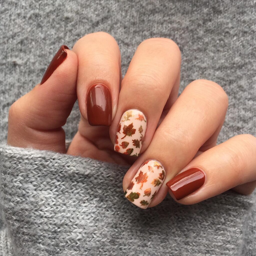 autumnn leaves nails