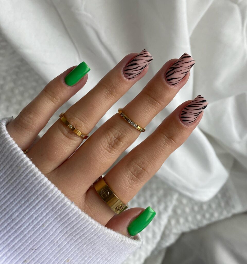 black and green zebra print