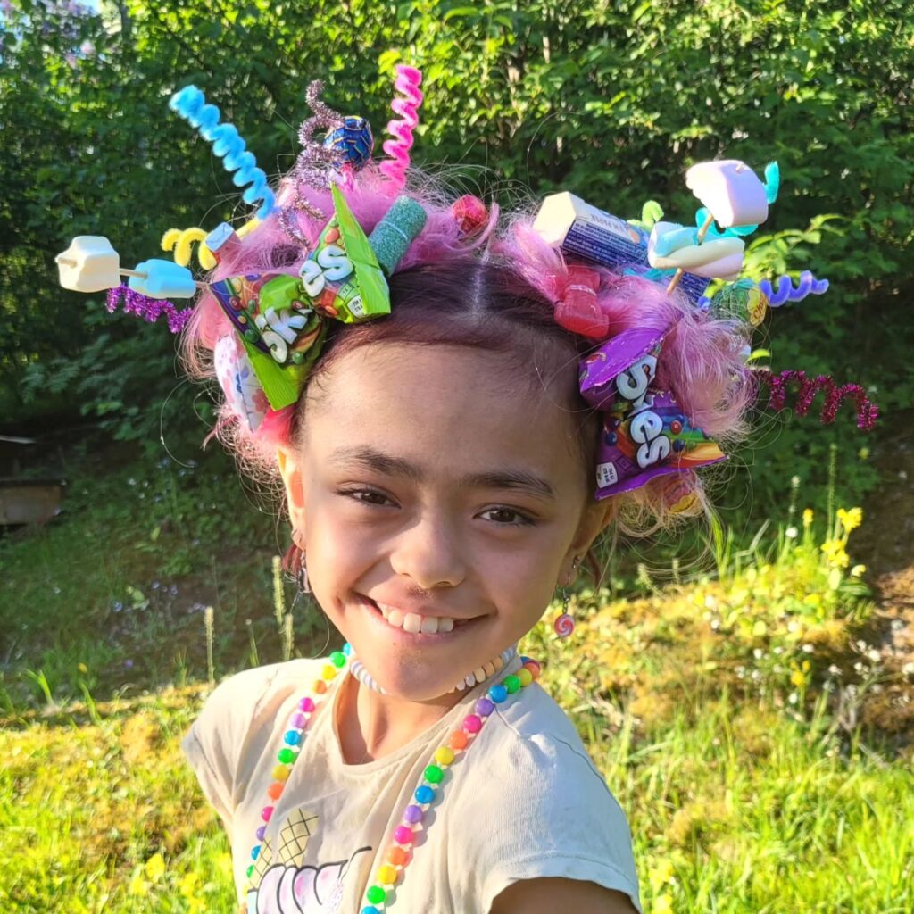 candy wacky hair day for kids