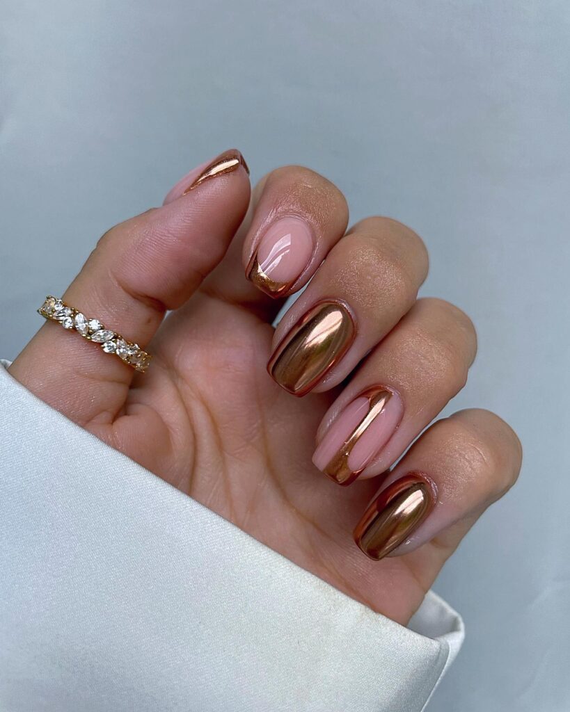 copper chrome nail trends for fall