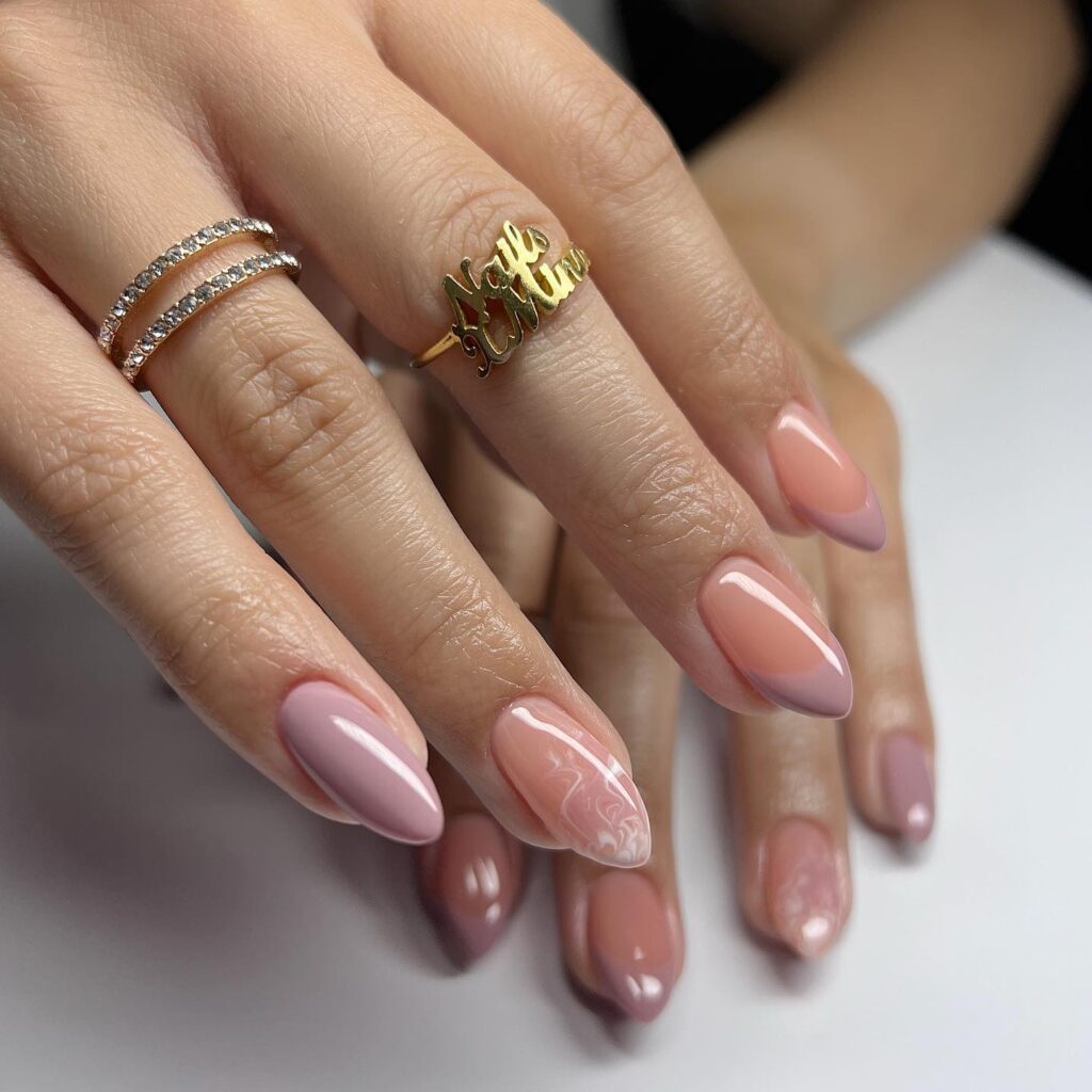 marble and mauve fall nails