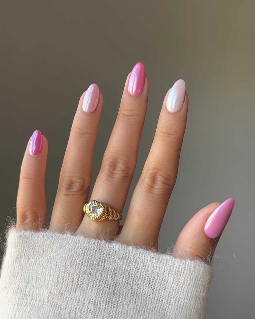 Pink Glazed Donut Gradient Nails