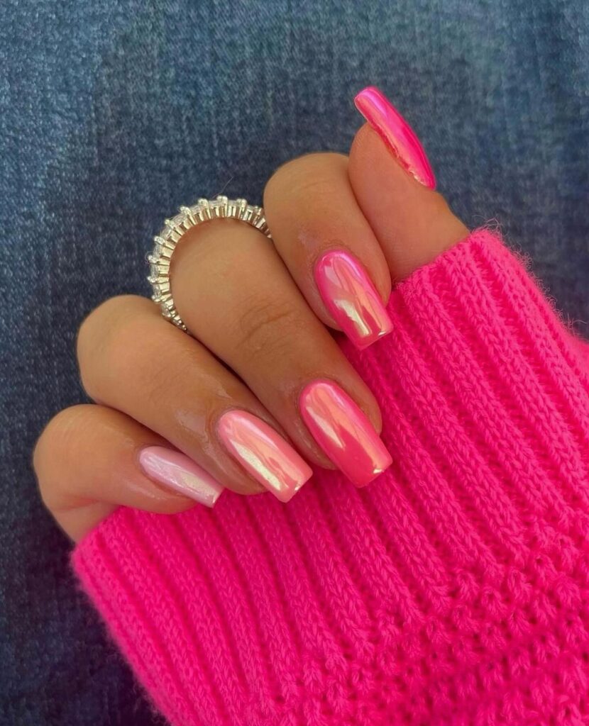 chrome pink nail ideas