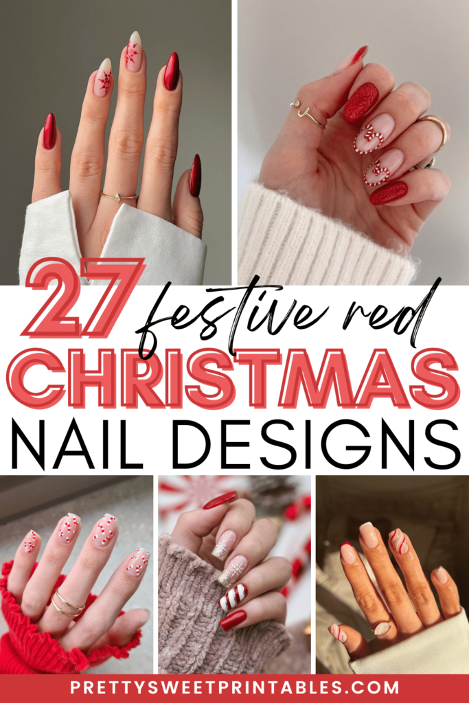 red Christmas nail designs