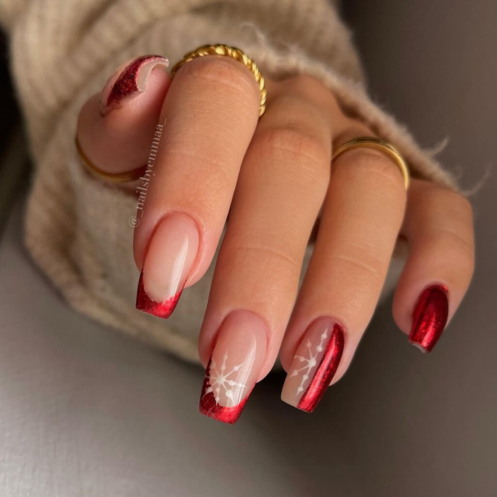 red french christmas nails