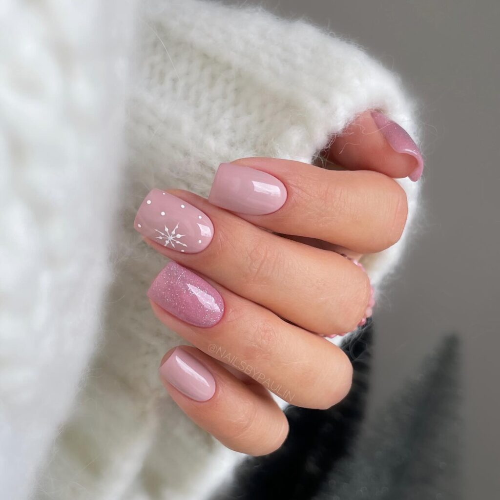 snowy blush pink