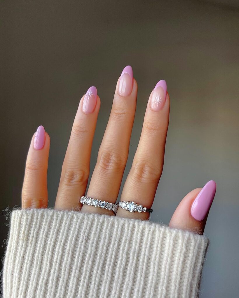 snowy pink french tips