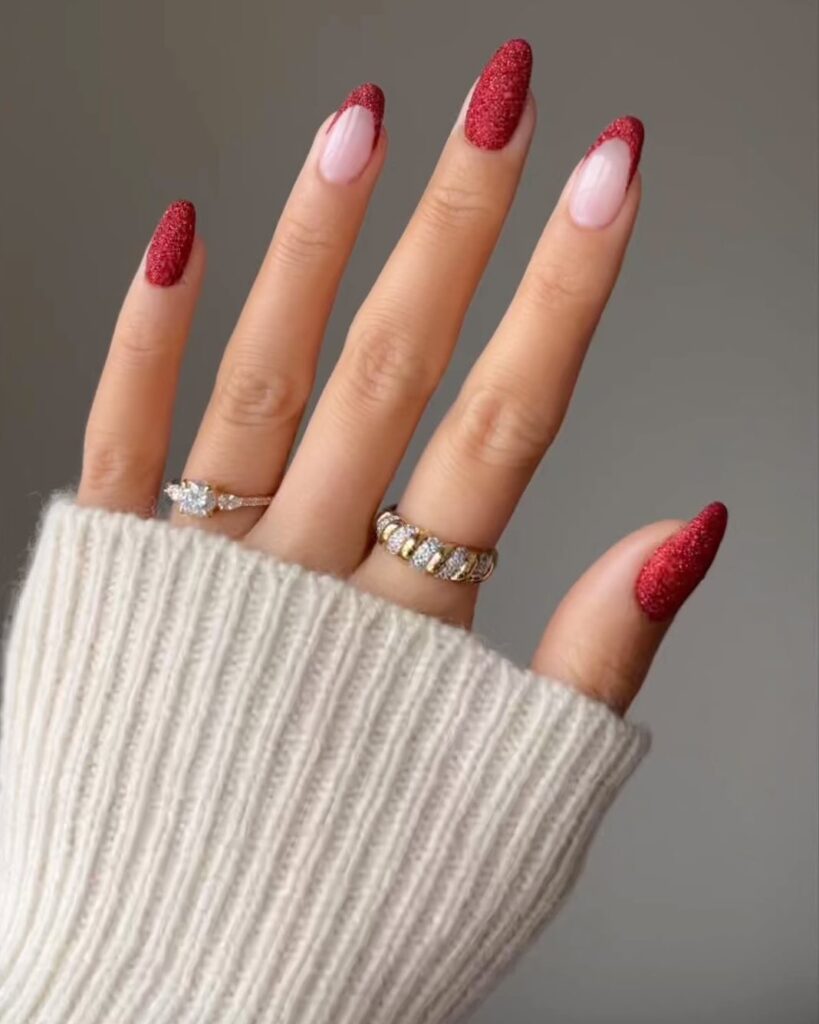 sparkly red Christmas nails