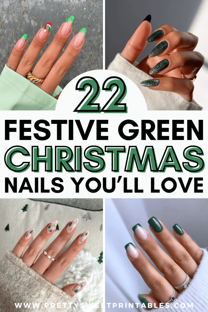 green Christmas nails