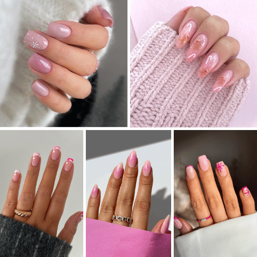 pink christmas nails featured