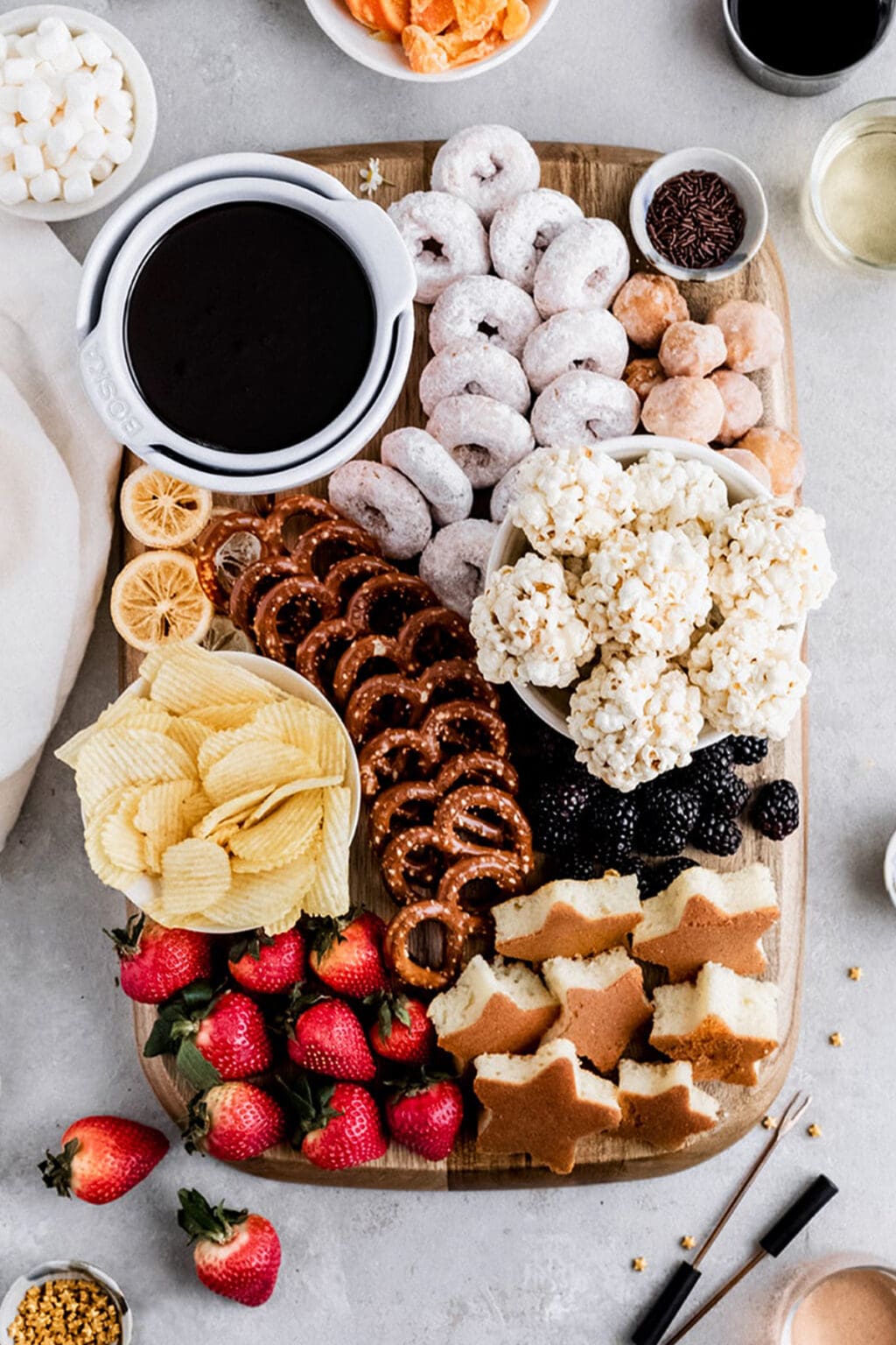 chocolate fondue dessert board