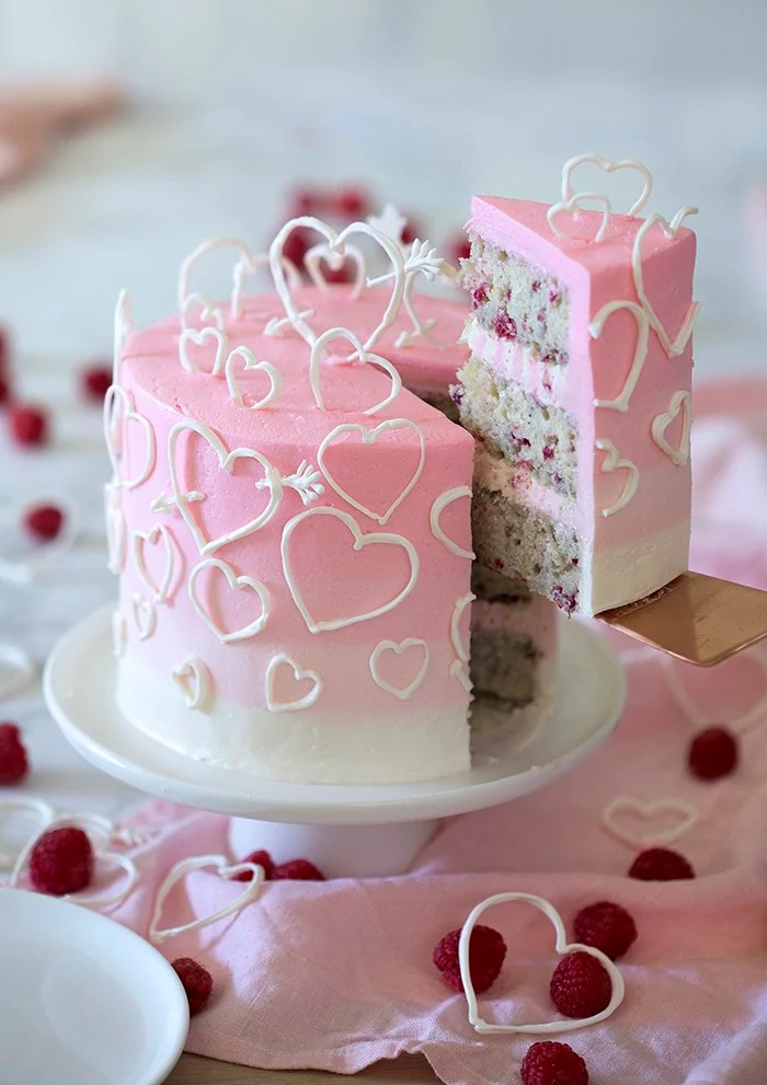 raspberry valentine cake