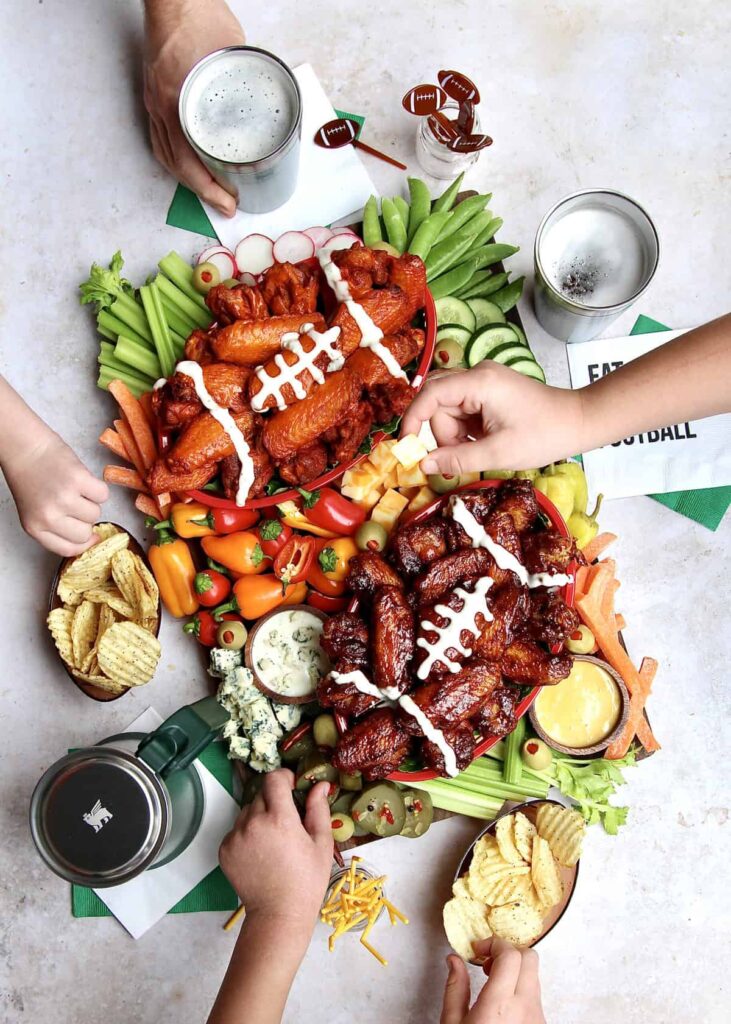 chicken wing football snack board