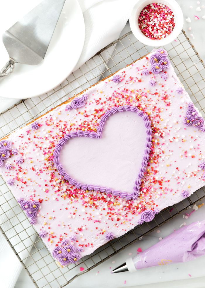 love day heart sheet cake