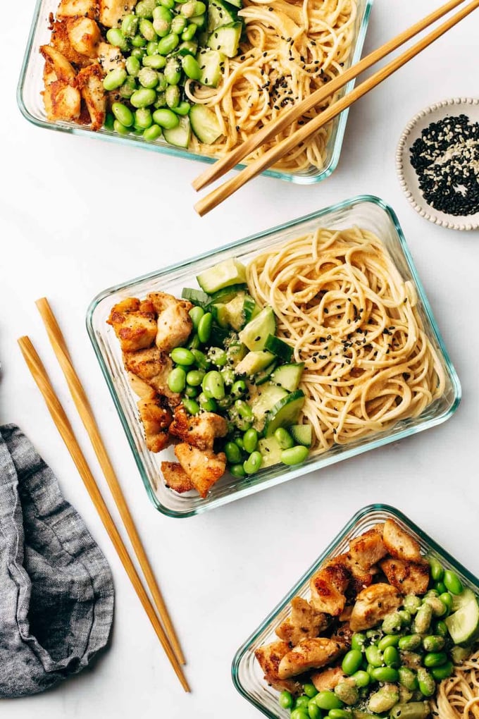 sesame noodle protein bowl