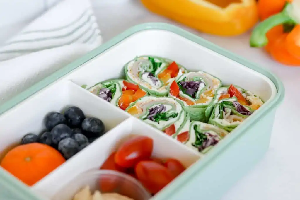 turkey rainbow pinwheels lunch box