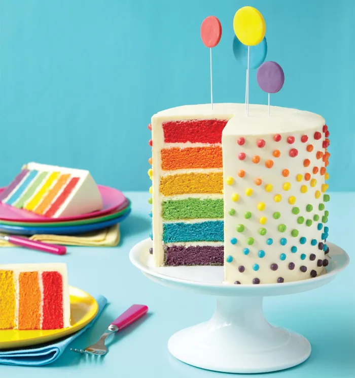 bright vanilla rainbow cake