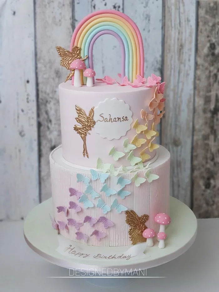 butterfly rainbow cake