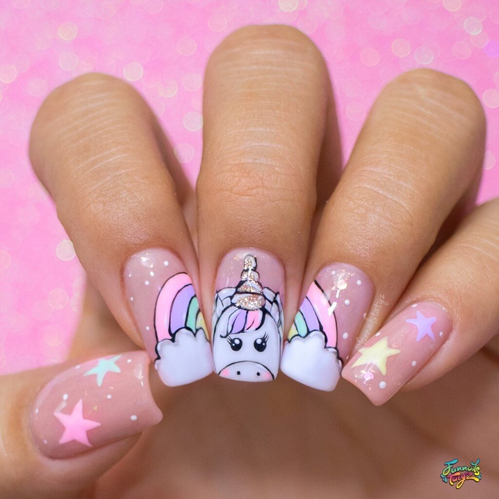 cute unicorn nail art