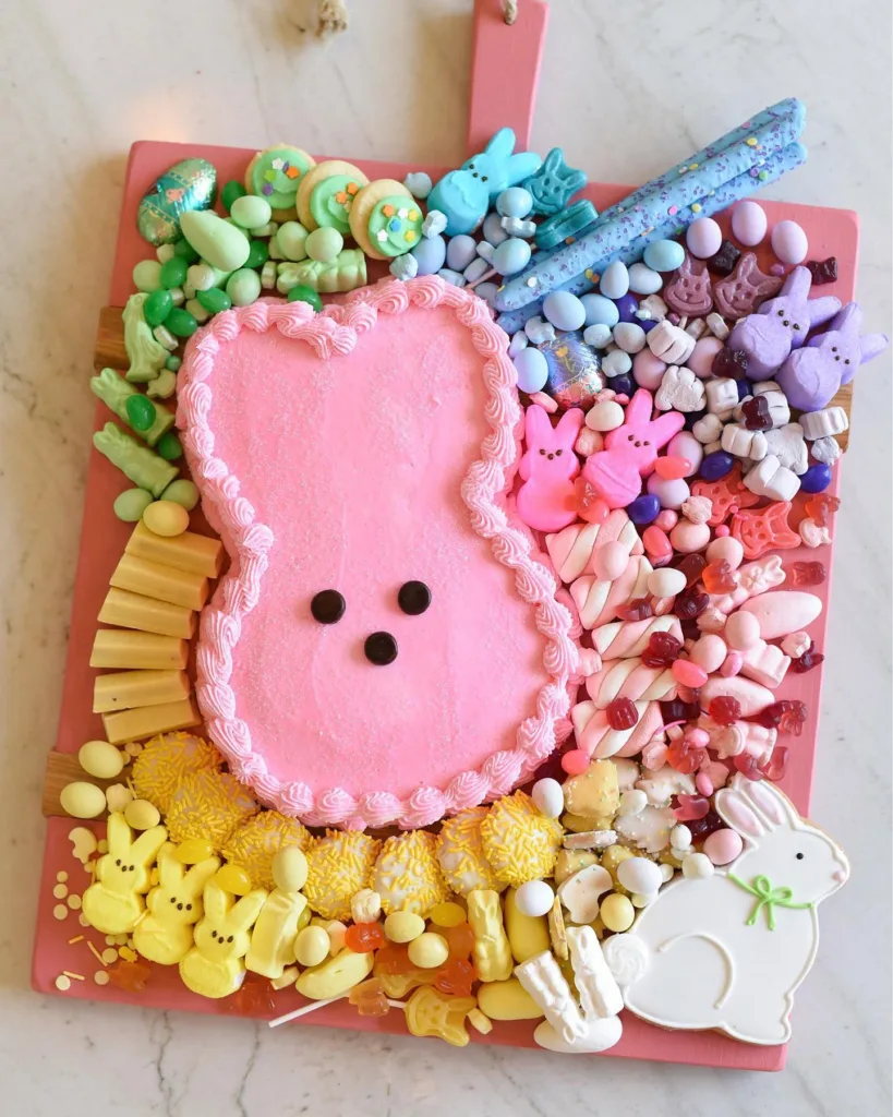 easter bunny cake snack board