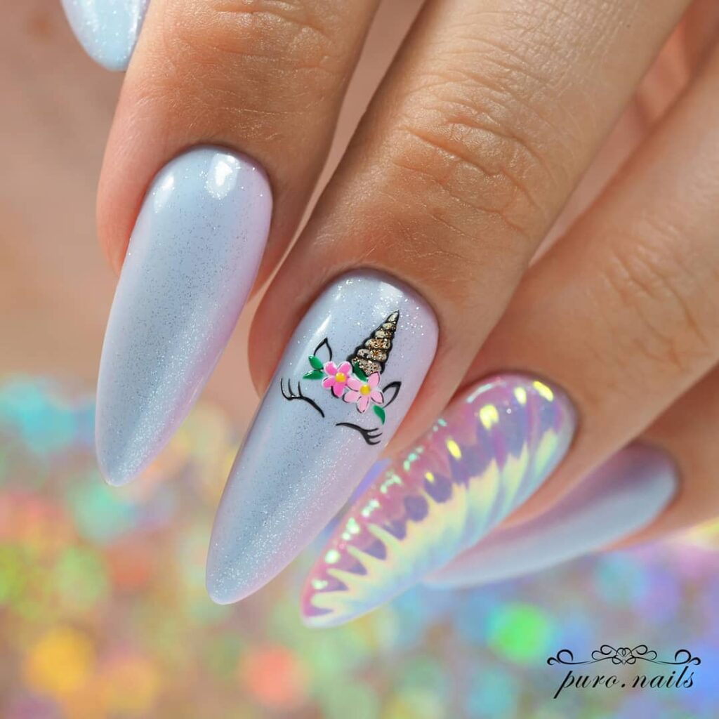 iridescent unicorn horn nails