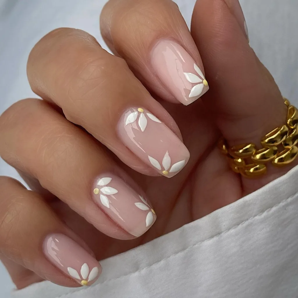 minimal floral mani