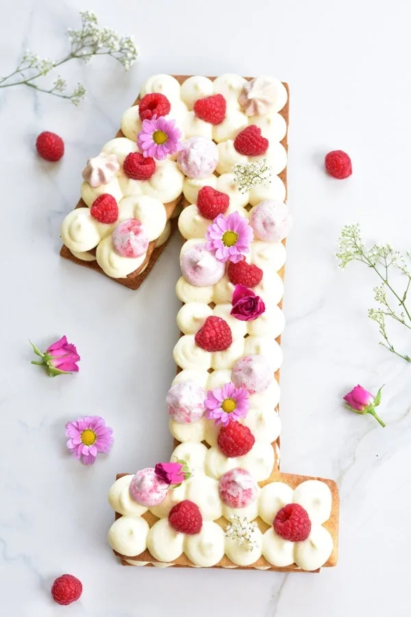 number cake lemon cream & raspberry tart