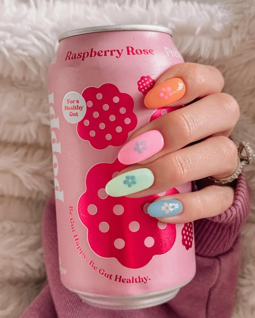 pastel flower nail designs