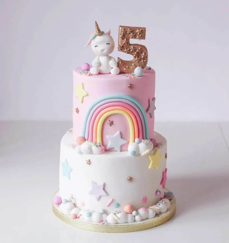 pastel unicorn rainbow cake