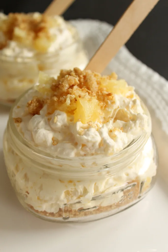 pineapple cheesecake in a jar