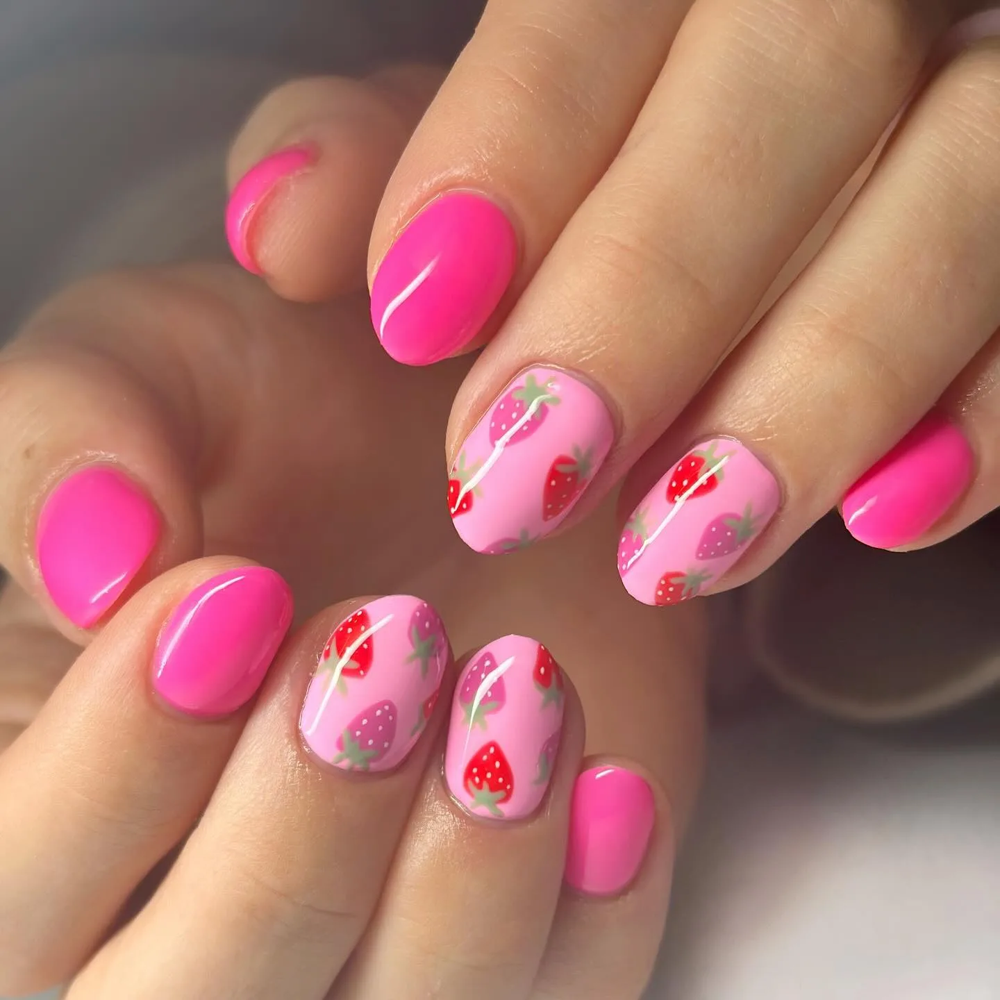 pink strawberry nails