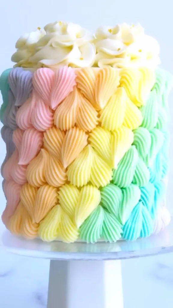 rainbow heart cake