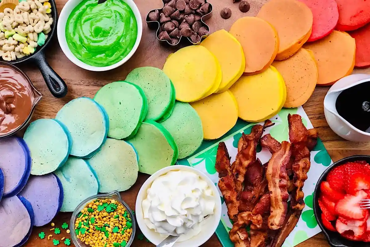 rainbow pancake breakfast board