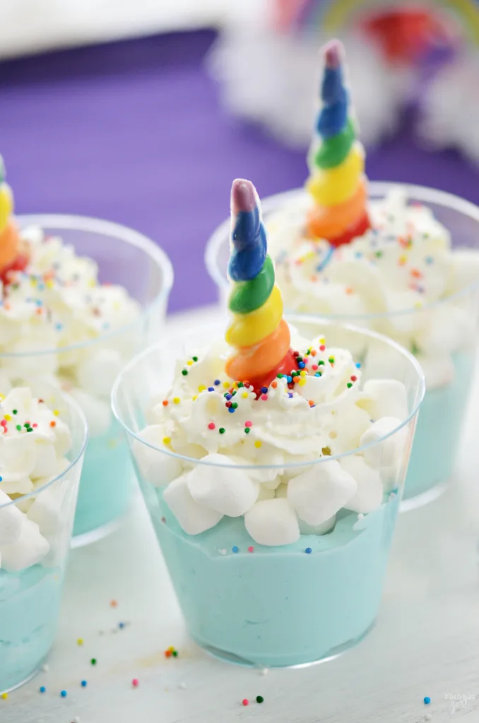 rainbow unicorn dessert cups