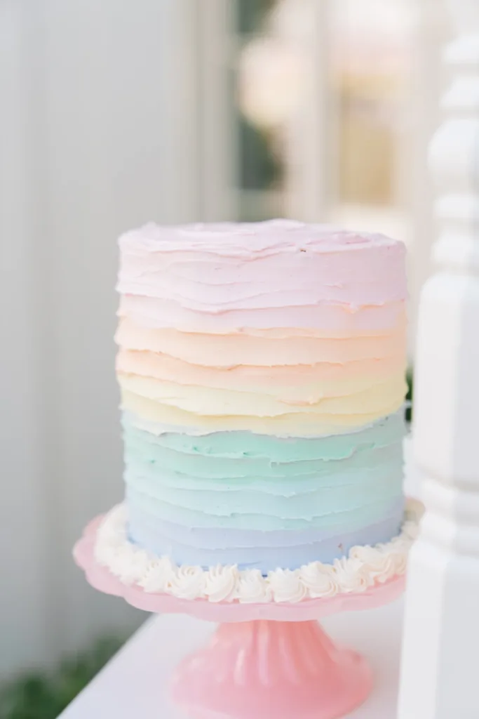 soft pastel rainbow cake