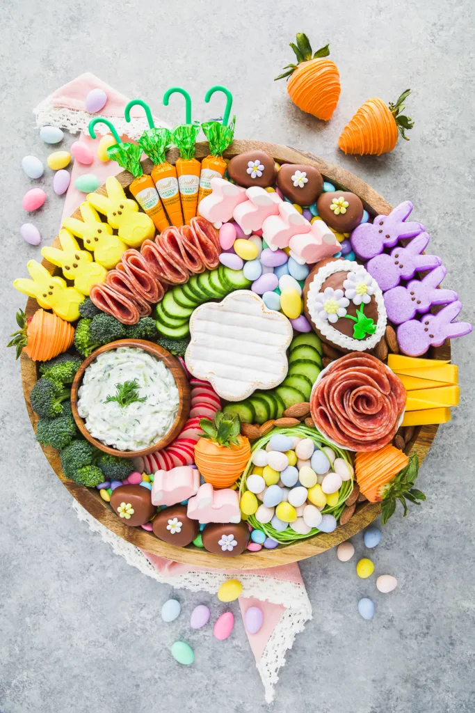 spring flowers snack board