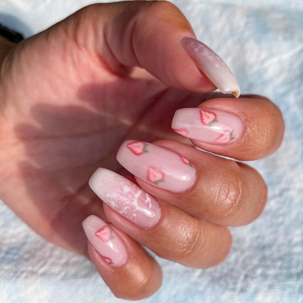 strawberry milk nails