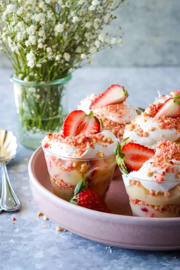 strawberry shortcake pudding cups