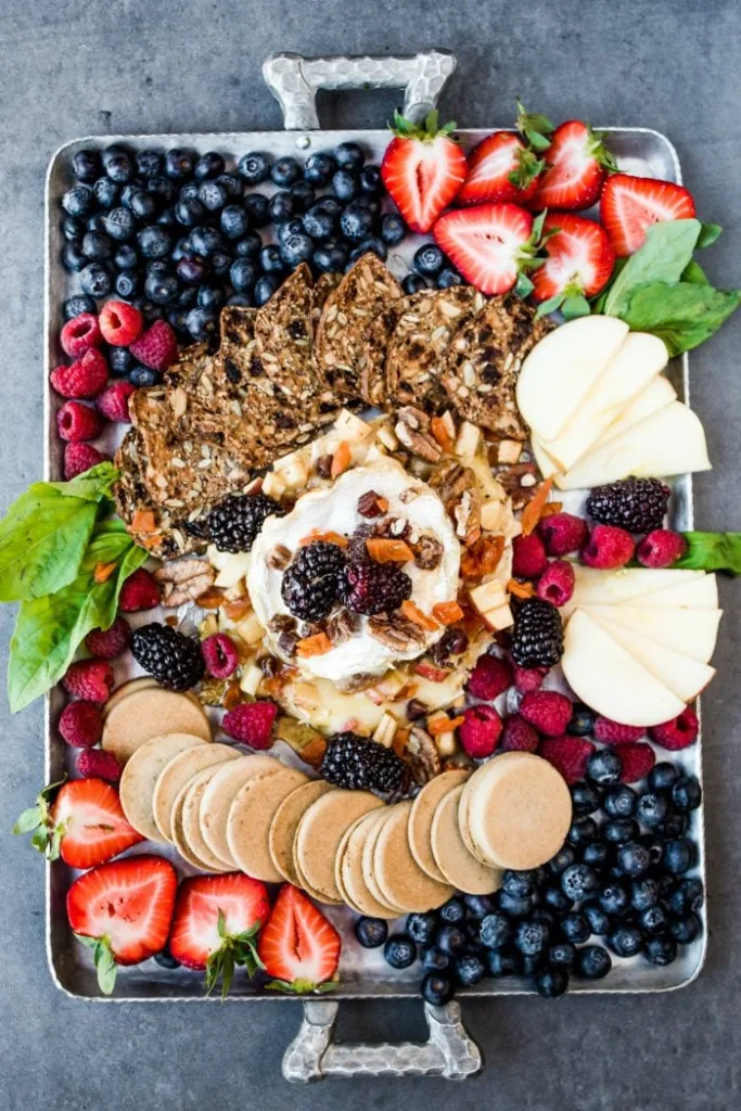 summer fruit baked brie tray