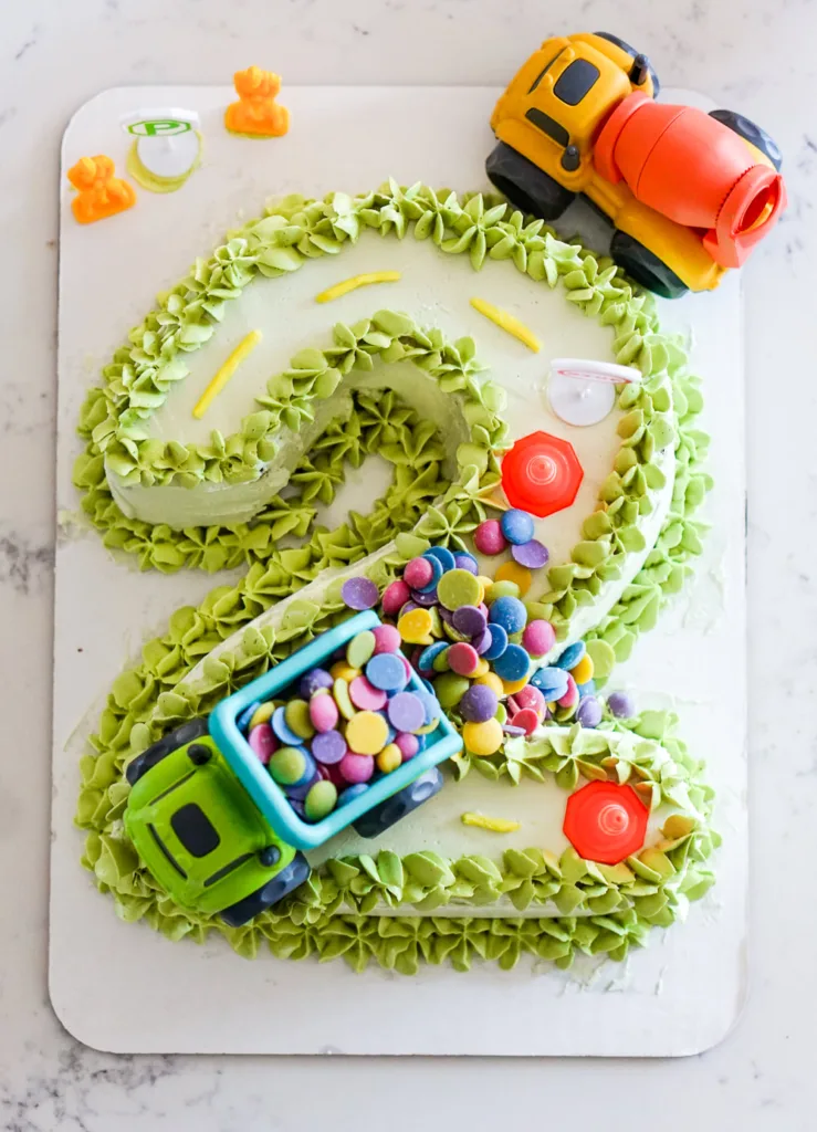truck theme birthday number cake