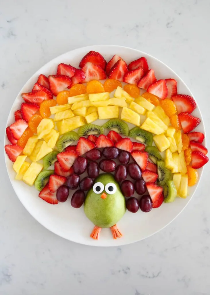 turkey fruit platter for thanksgiving