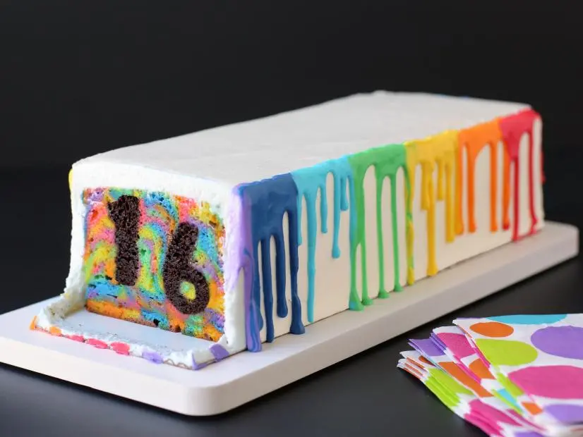 tye dye number reveal cake