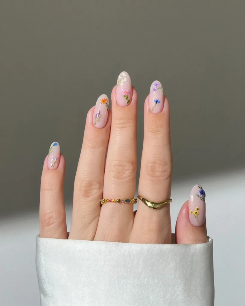 wildflower field flower nail designs