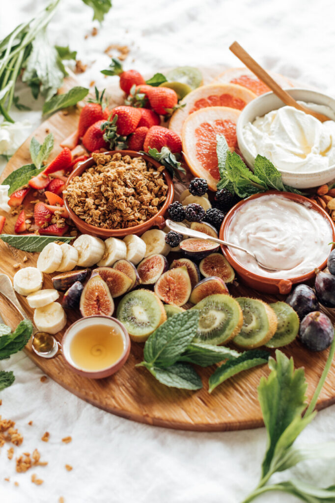 yogurt and granola breakfast grazing board