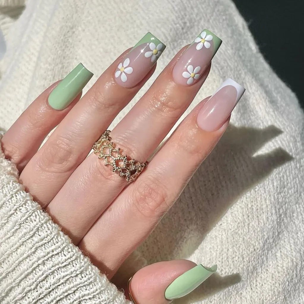 spring matcha nails